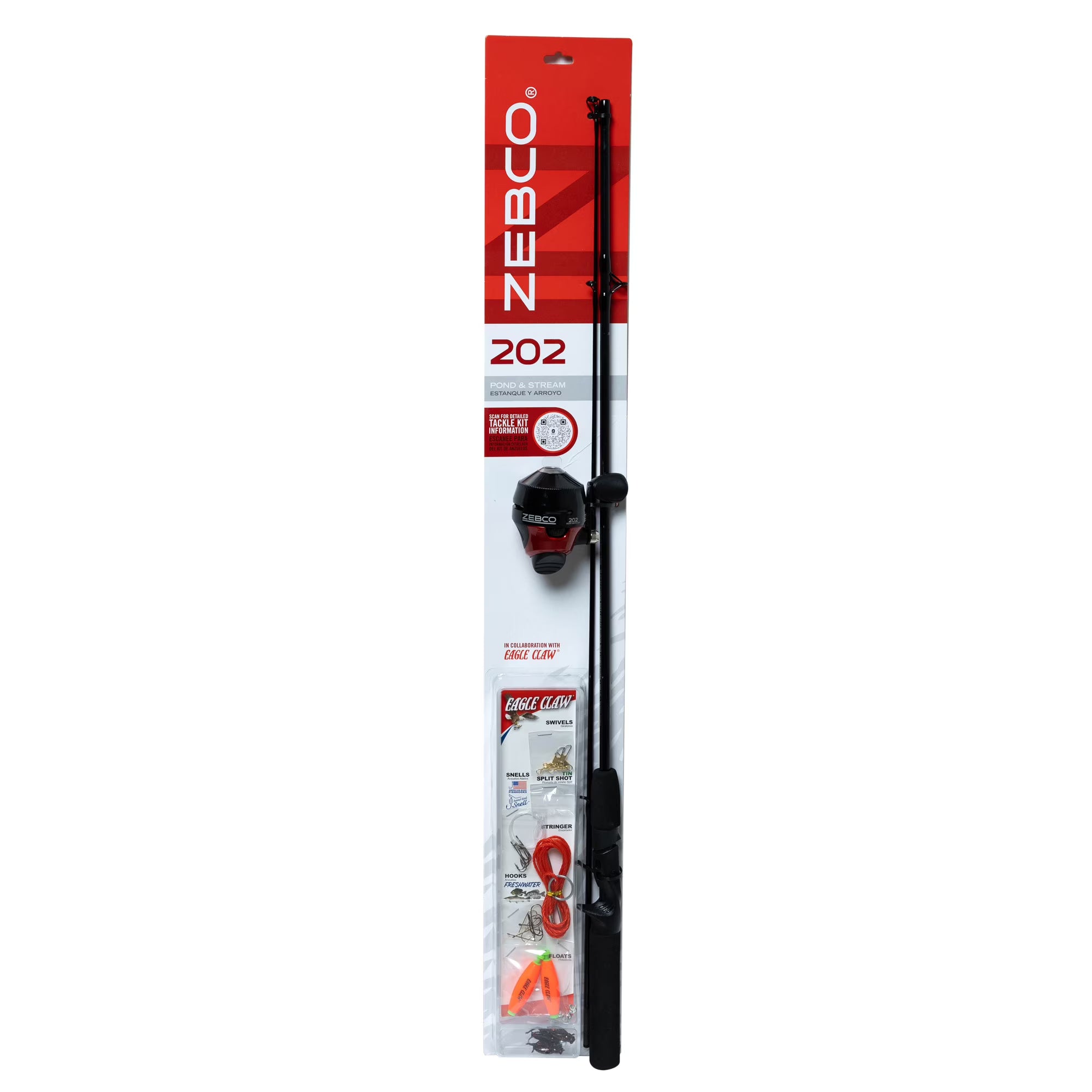Zebco 202 Pond and Stream with Eagle Claw Tackle Kit